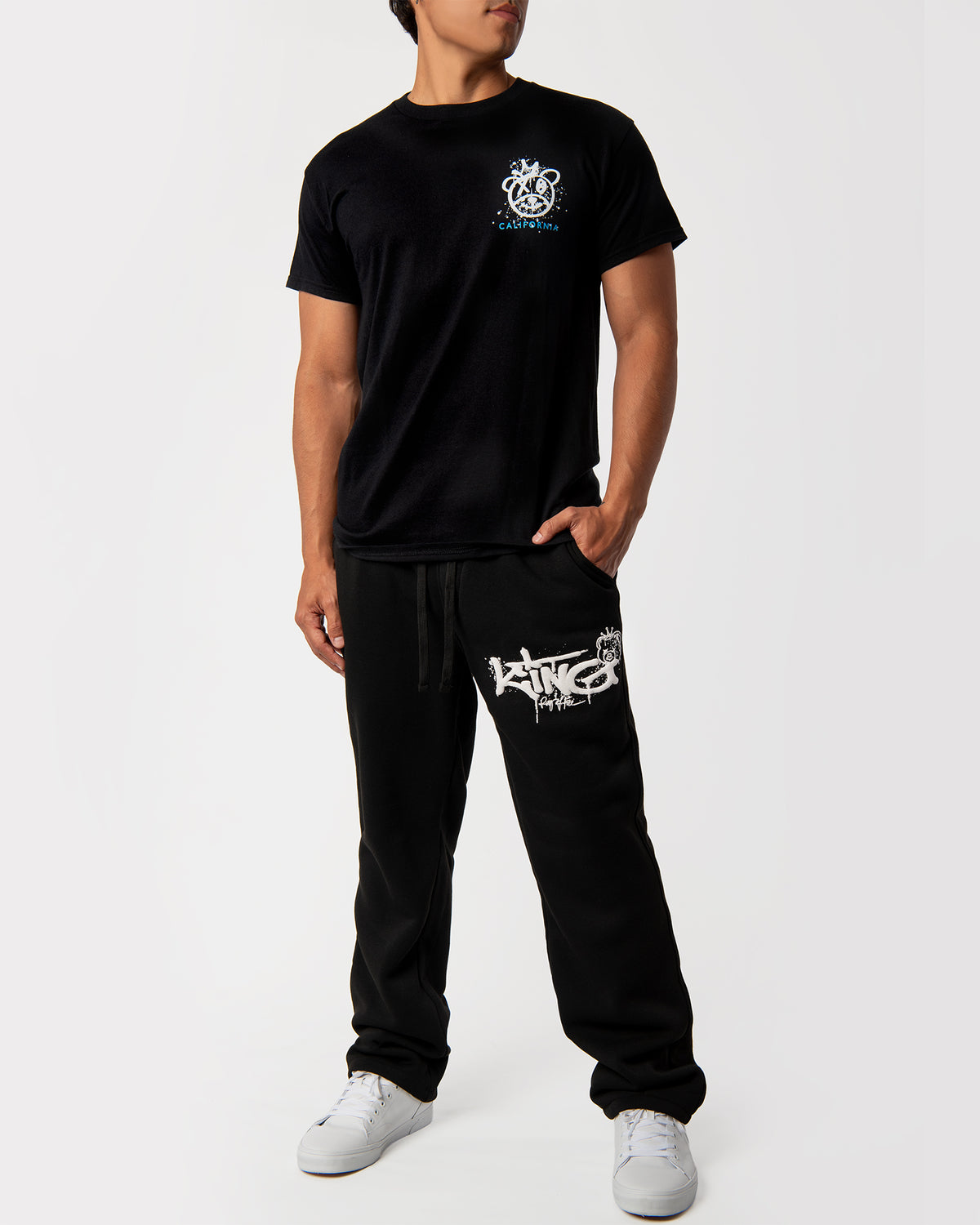 World King Fleece Pants front full body view