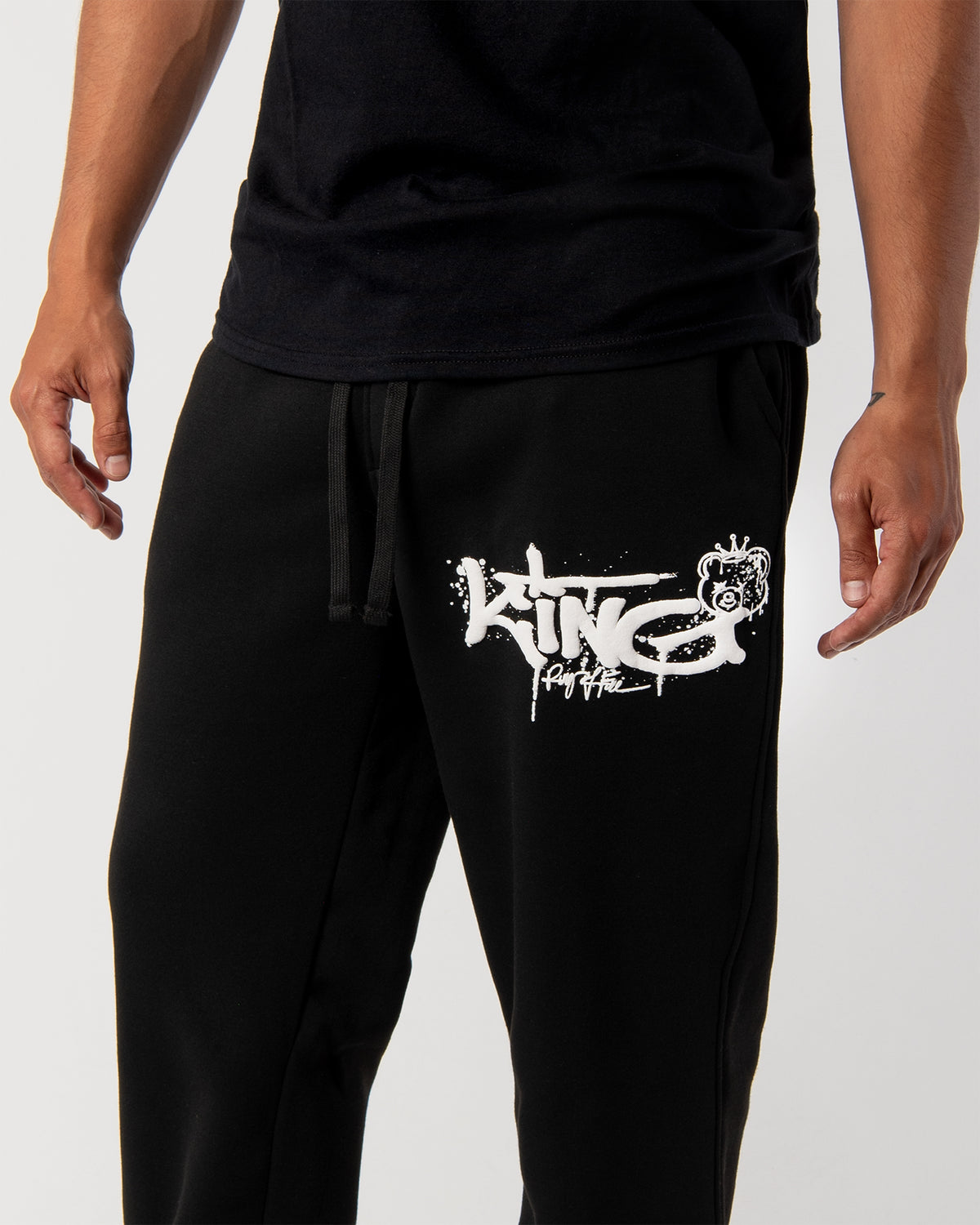 World King Fleece Pants upper graphic detail view
