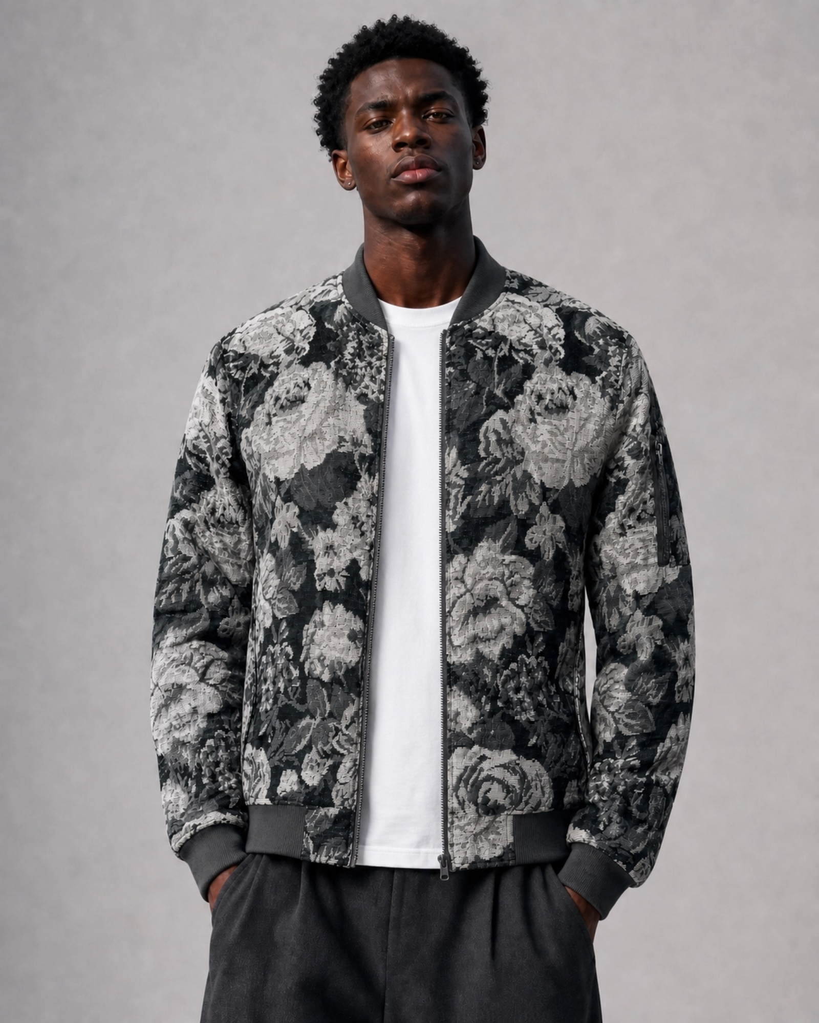 Ring of Fire Ahikam Tapestry Varsity Jacket Front Lifestyle View