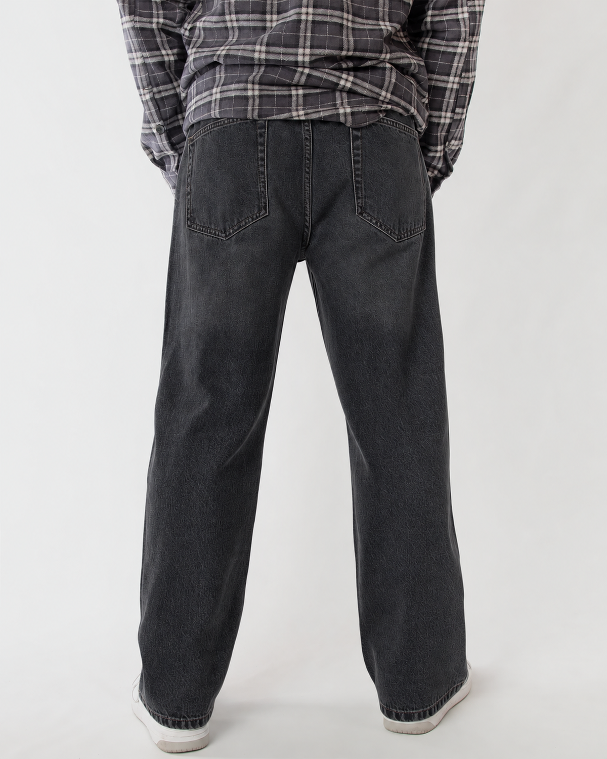 Ring of Fire Arena Baggy Denim Jeans in Hematite wash back view
