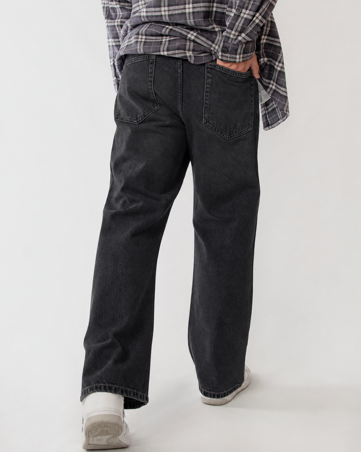 Ring of Fire Arena Baggy Denim Jeans in Hematite wash turn view