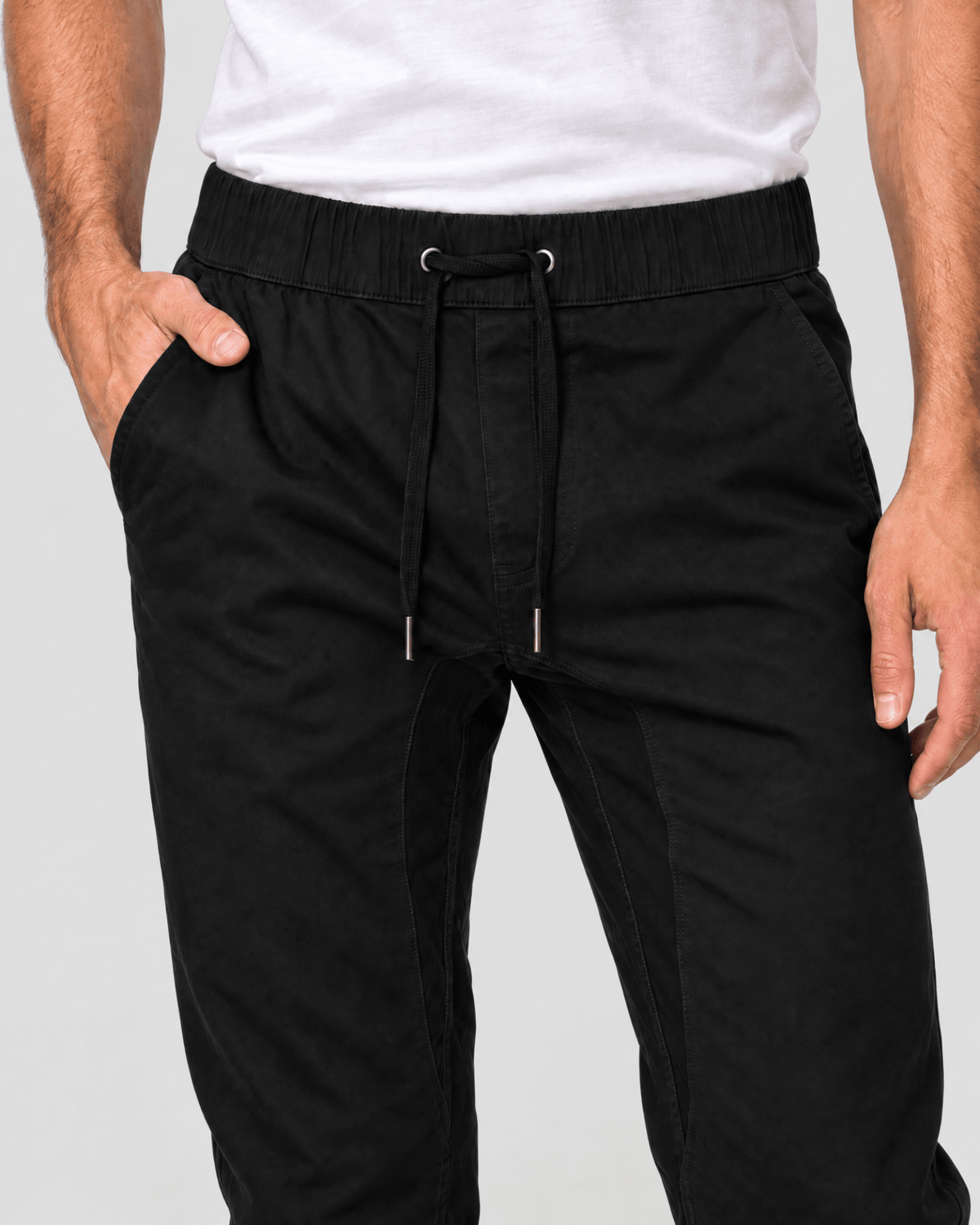 Clayton Stretch Twill Jogger Waistband Detail in Black