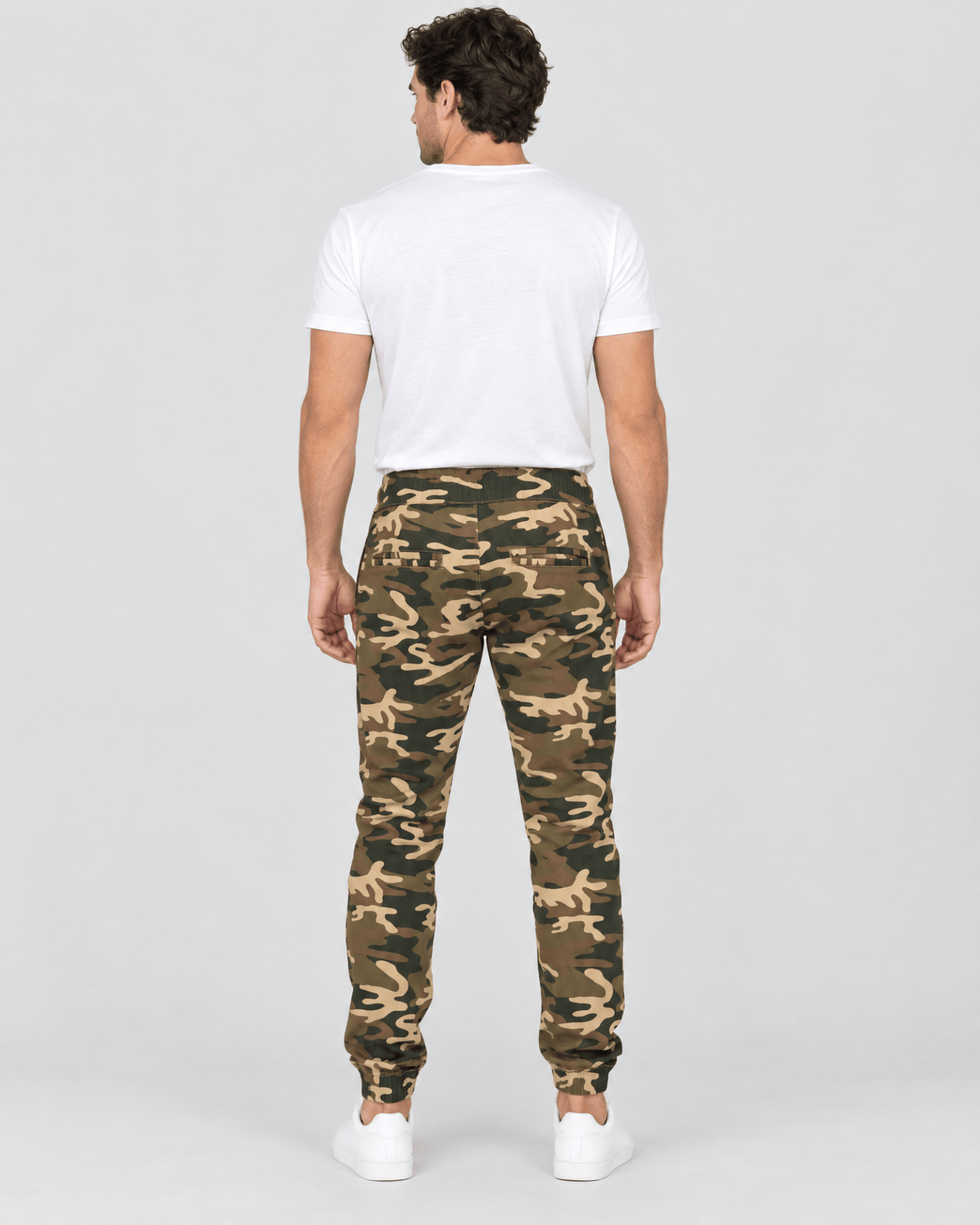 Clayton Stretch Twill Jogger in Green Camo Back Fit View