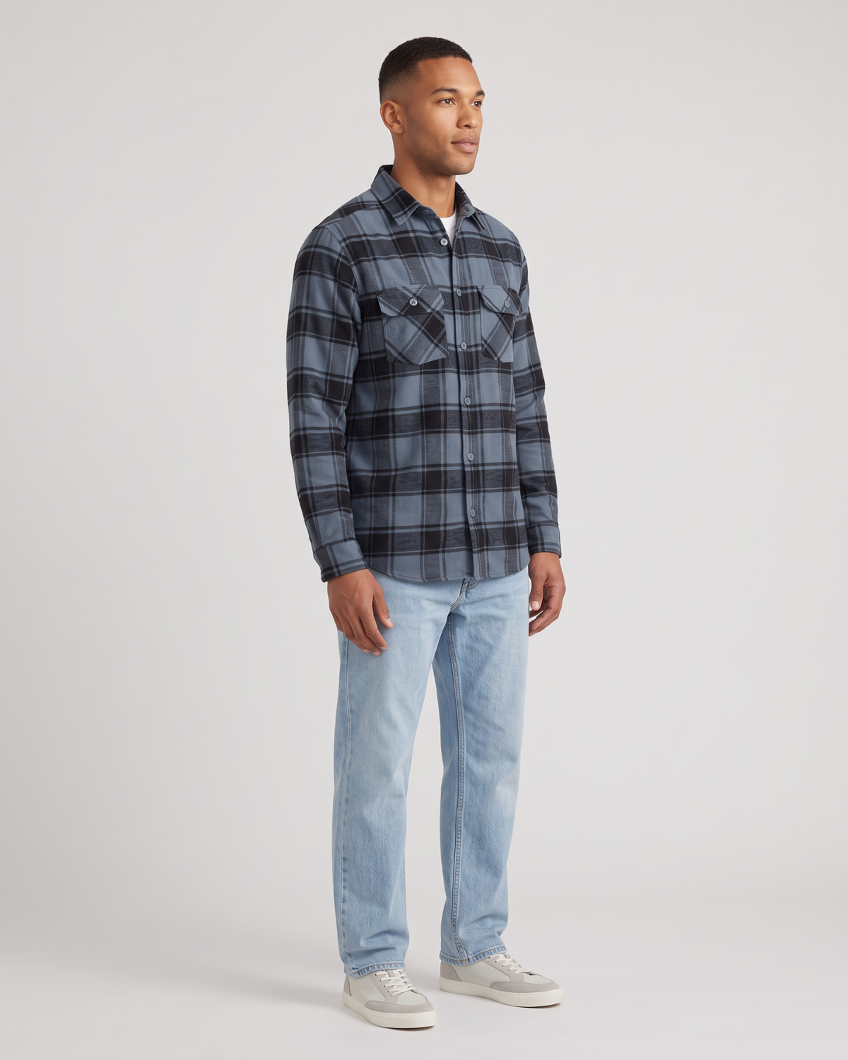 Meadow Flannel Shirt Blue Mix angled front view