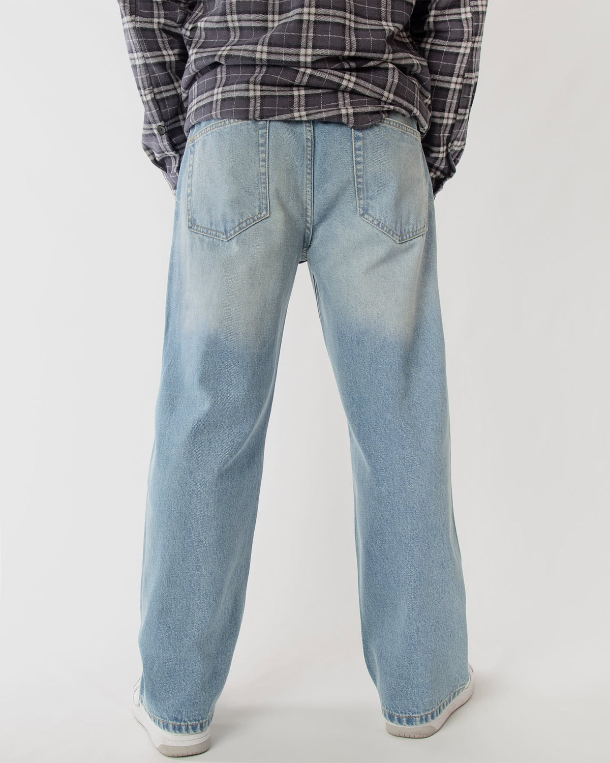 Ring of Fire Arena Baggy Denim Jeans in Caspain wash back view