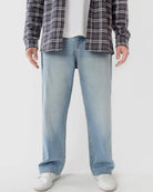 Ring of Fire Arena Baggy Denim Jeans in Caspain wash front view