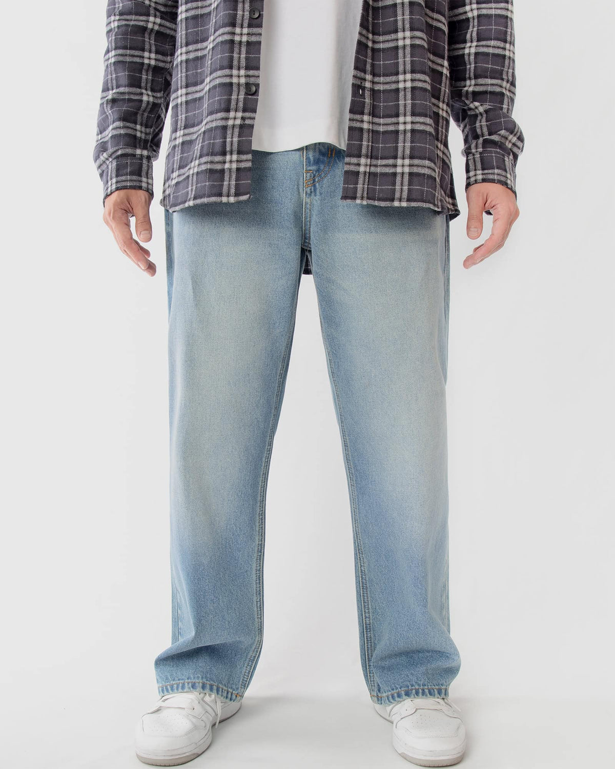 Ring of Fire Arena Baggy Denim Jeans in Caspain wash front view