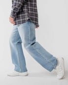 Ring of Fire Arena Baggy Denim Jeans in Caspain wash side profile