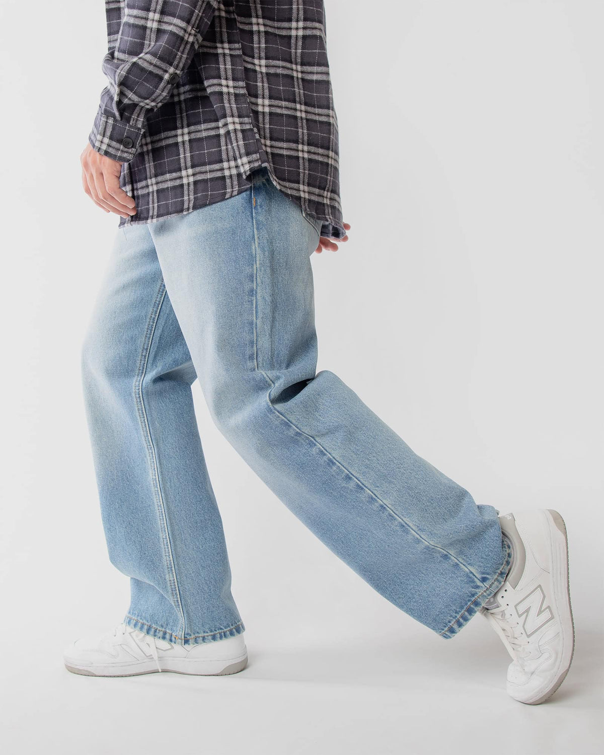 Ring of Fire Arena Baggy Denim Jeans in Caspain wash side profile