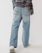 Ring of Fire Arena Baggy Denim Jeans in Caspain wash turn view
