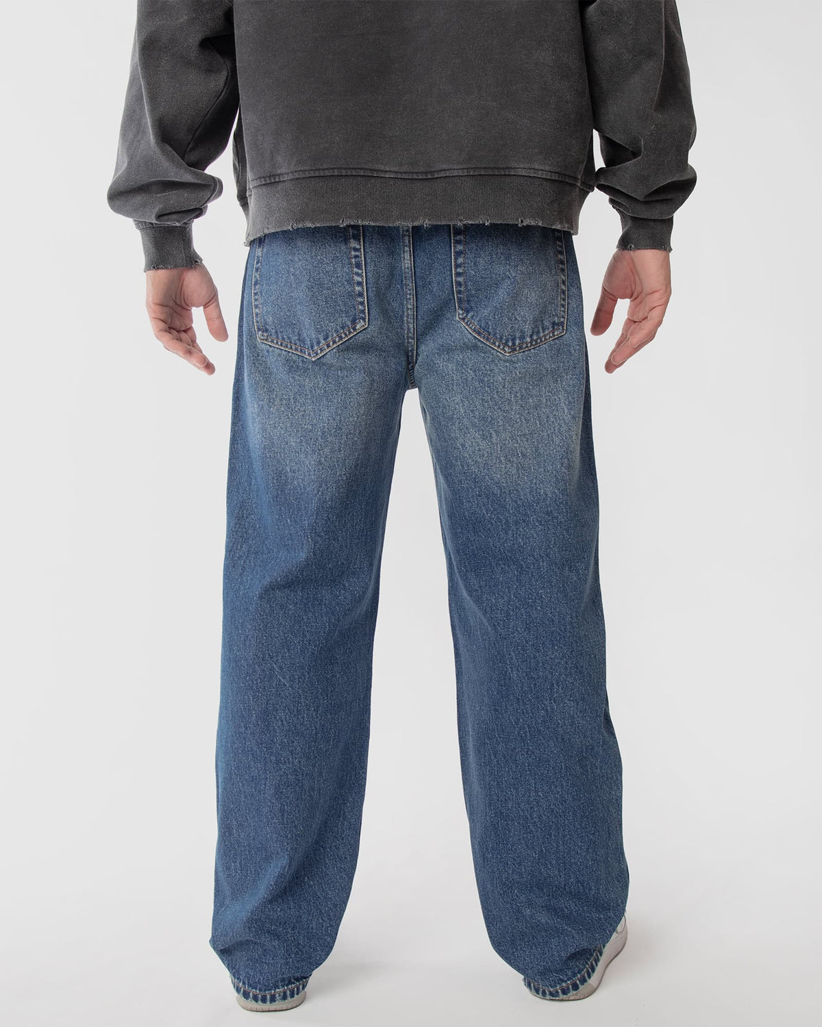 Ring of Fire Arena Baggy Denim Jeans in Sea Floor wash back view