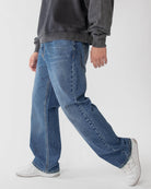 Ring of Fire Arena Baggy Denim Jeans in Sea Floor wash side profile
