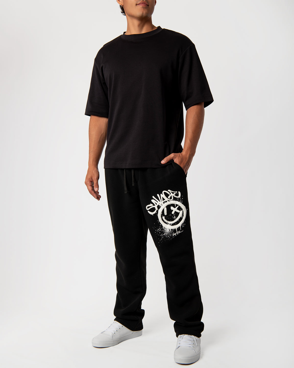 Savage Smiley Fleece Pants front full body view