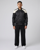 Ring of Fire Lennex Black Satin Bomber Jacket Front View