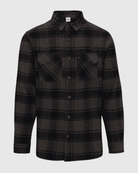 Black plaid shirt on a light gray background