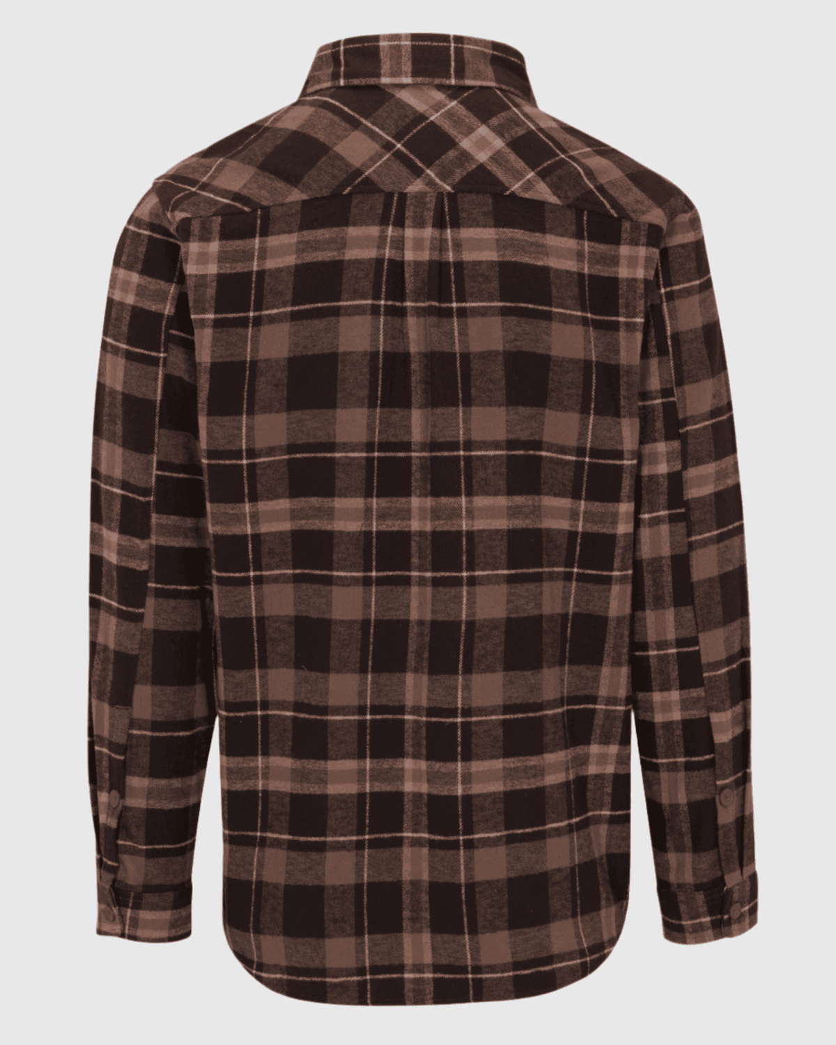 Rustic Flannel Shirt Brown Mix back flat product view