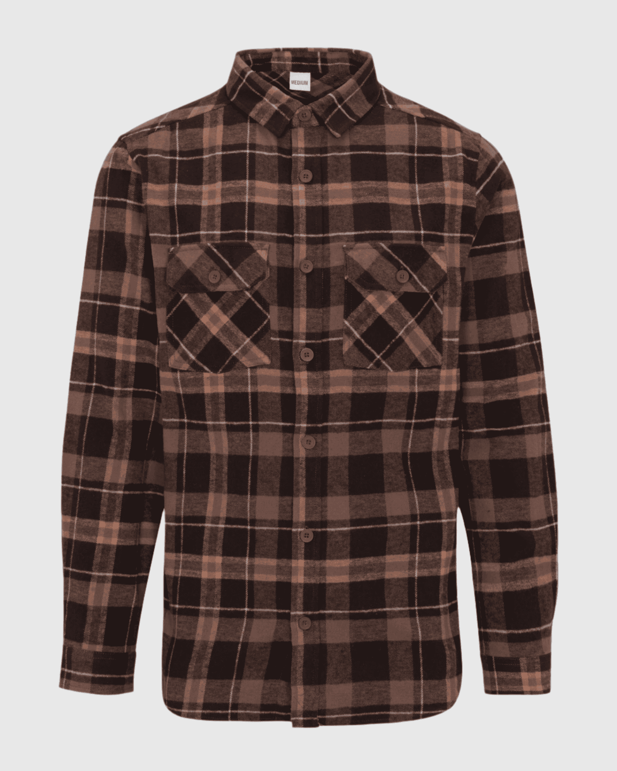 Rustic Flannel Shirt Brown Mix front flat product view