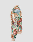 Ahikam tapestry bomber jacket flat side view highlighting woven tapestry construction