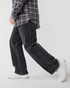 Ring of Fire Arena Baggy Denim Jeans in Hematite wash side profile