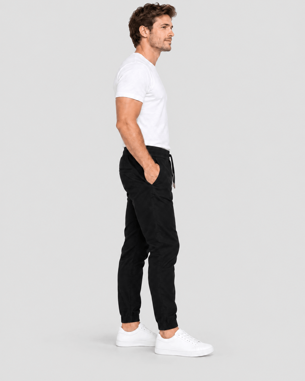 Clayton Stretch Twill Jogger in Black Side Profile