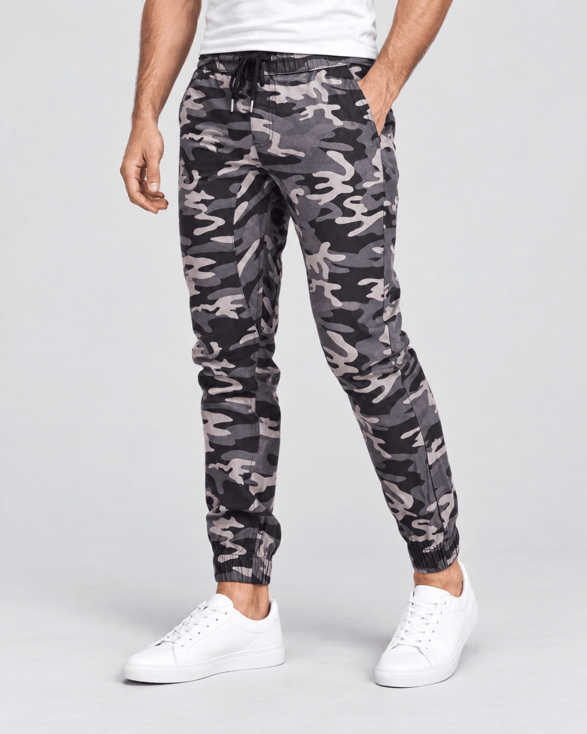 Clayton Stretch Twill Jogger in Camo Grey