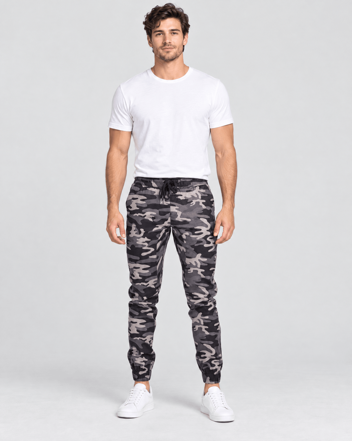 Clayton Stretch Twill Jogger in Camo Grey Front View