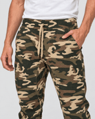 Clayton Stretch Twill Jogger Waistband and Drawcord Detail in Green Camo