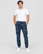Clayton Stretch Twill Jogger in Navy Camo Front Fit View