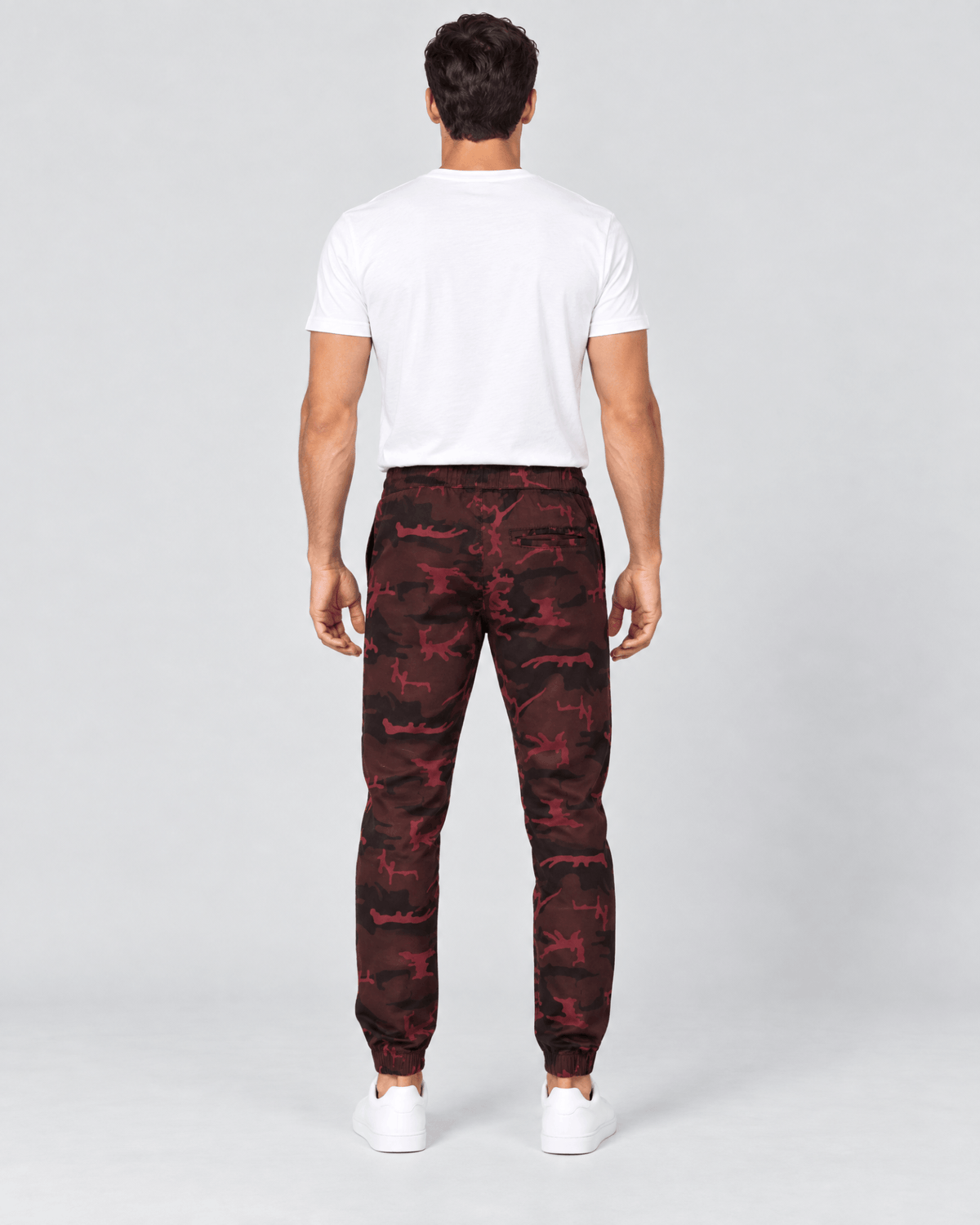 Clayton Stretch Twill Jogger in Oxblood Camo Back Fit View
