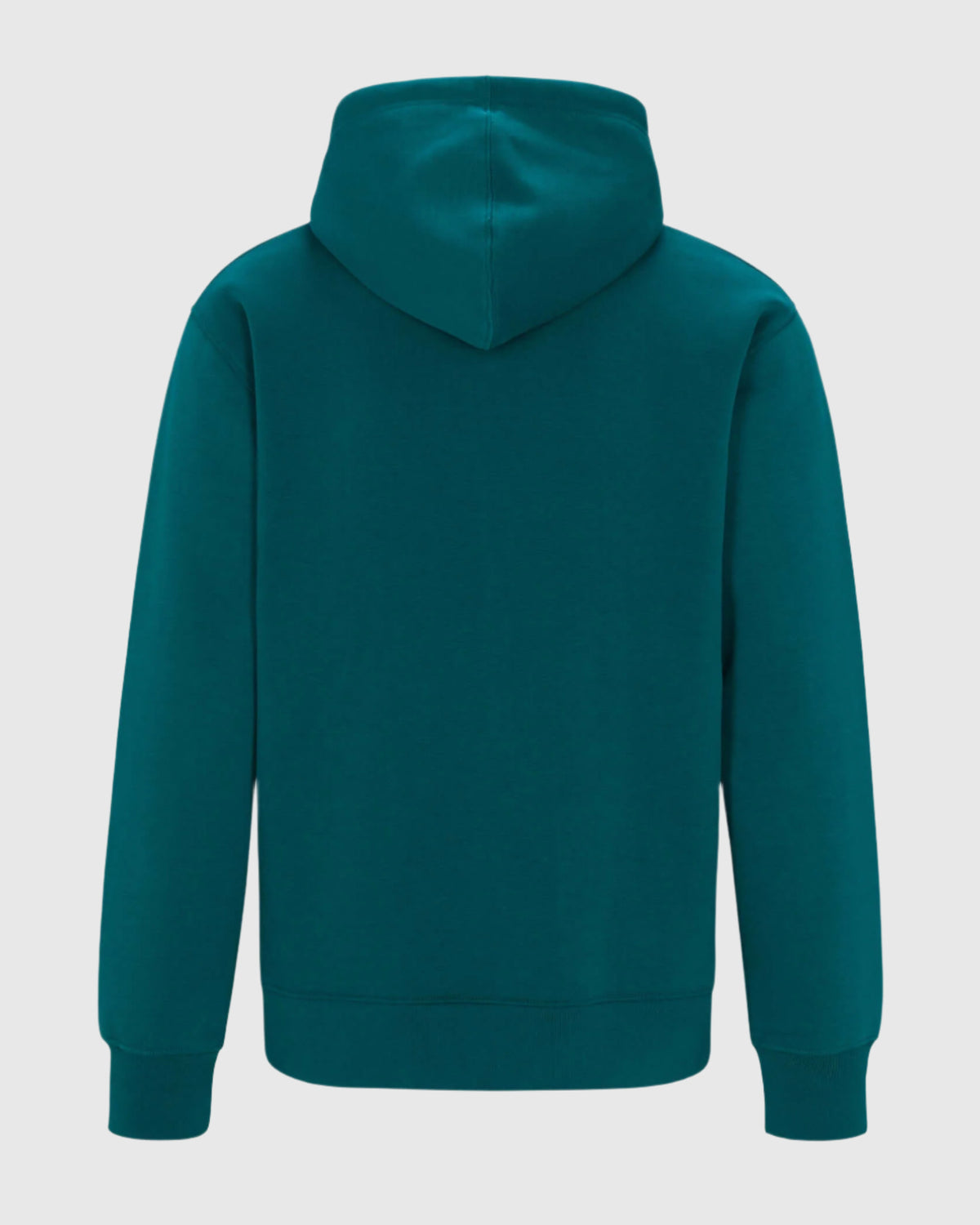 Deep Teal Heavyweight Pullover Hoodie back product view showing rear construction and hood