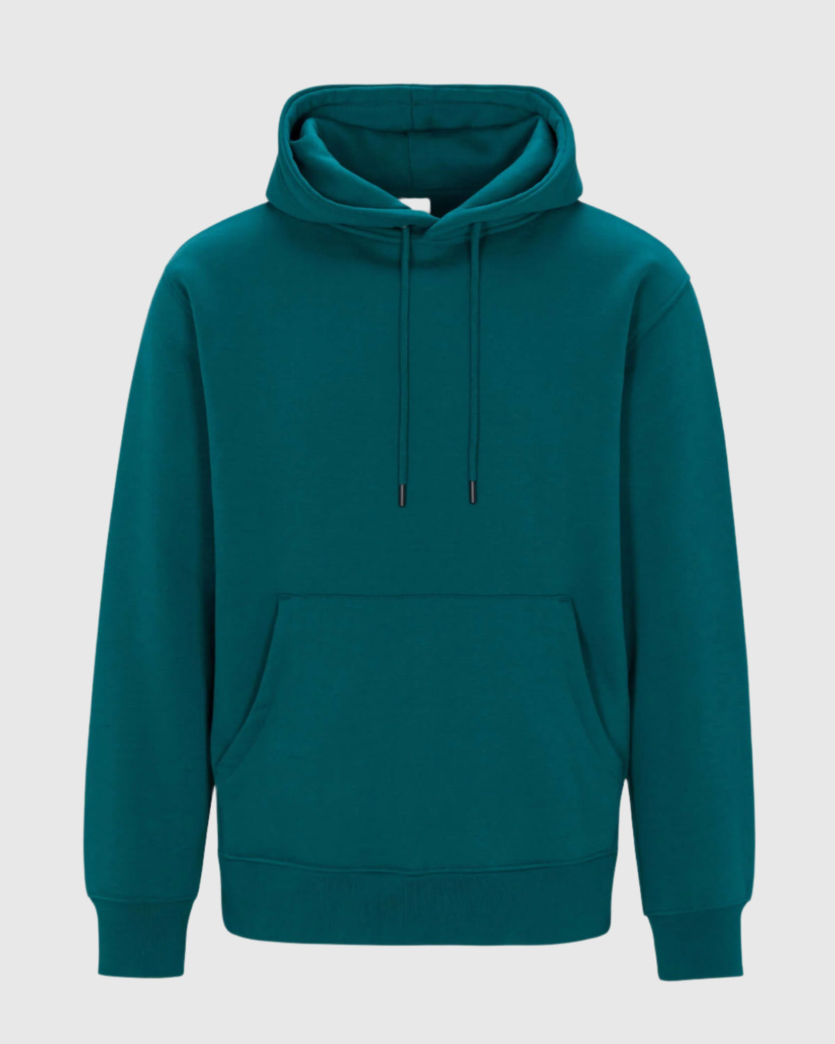 Deep Teal Heavyweight Pullover Hoodie front product view with kangaroo pocket and drawcord hood