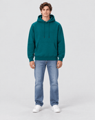 Men's Deep Teal Heavyweight Pullover Hoodie full front view showing overall fit and silhouette