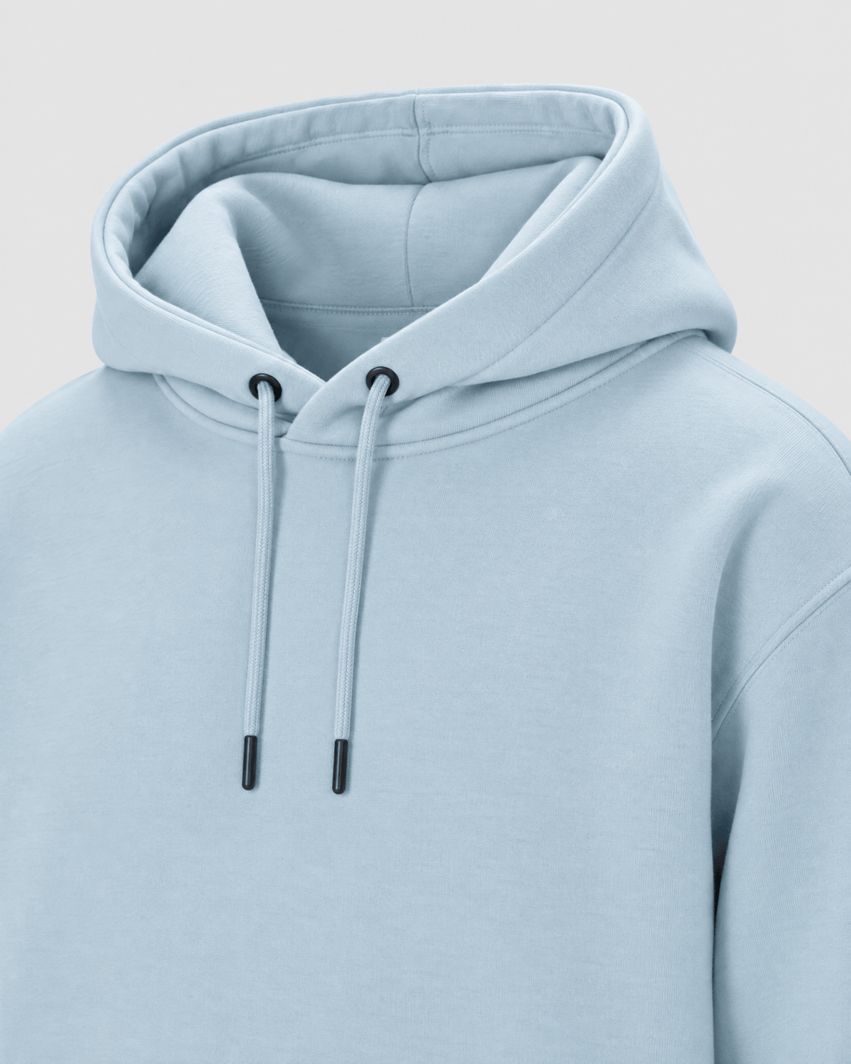 Forget Me Not Heavyweight Pullover Hoodie hood construction detail with drawcords and premium fabric texture