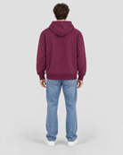 Men's Grape Wine Heavyweight Pullover Hoodie full back view showing rear silhouette and hood shape