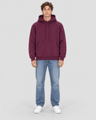 Men's Grape Wine Heavyweight Pullover Hoodie full front view showing overall fit and silhouette
