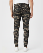 Men's black camo printed knit joggers RYB1171 back view with tapered fit and rear pockets