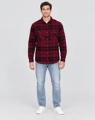 Ring of Fire Woodsy Flannel Shirt Burgundy Mix men's plaid flannel shirt full body front view