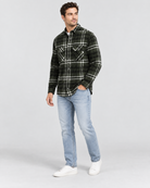 Ring of Fire Woodsy Flannel Shirt Green Mix men's plaid flannel shirt 45 degree angle view
