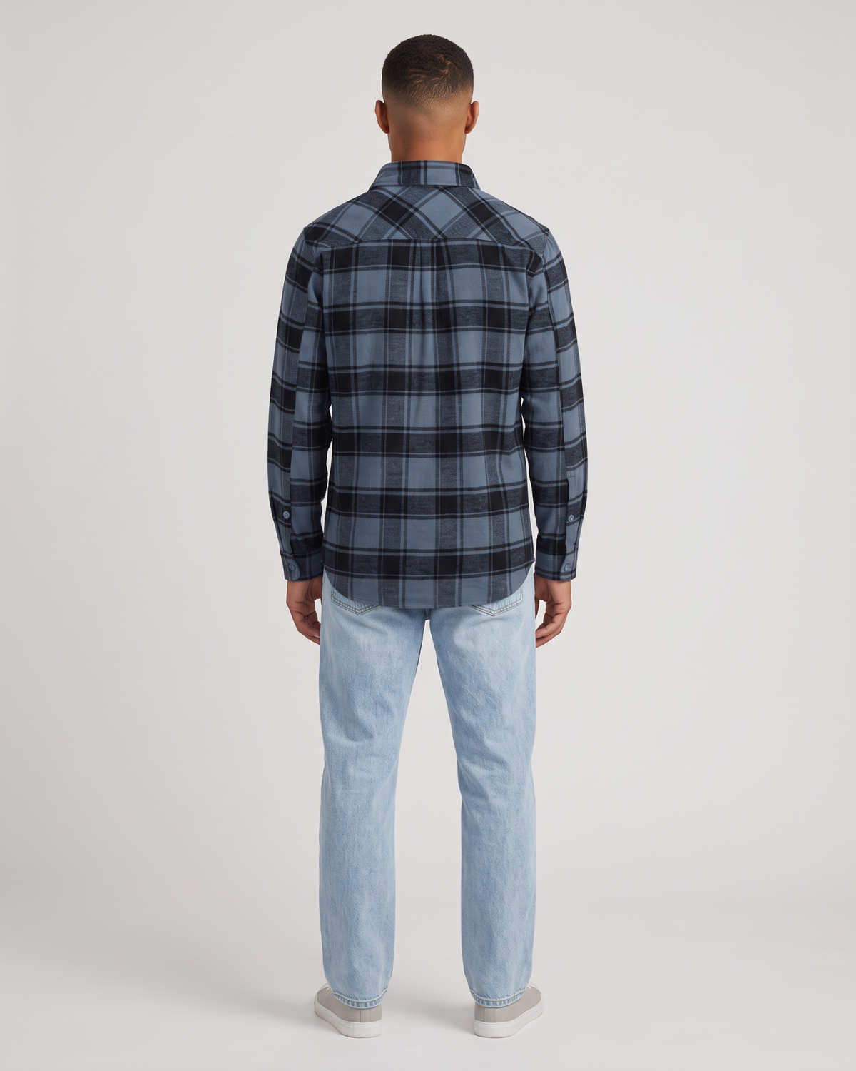 Meadow Flannel Shirt Blue Mix back model view