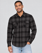 Meadow Flannel Shirt Charcoal Mix front model hero view