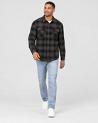 Meadow Flannel Shirt Charcoal Mix walking front view