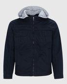 Mens zip up rage hooded twill jacket in navy