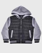 Boy's camden zip up hoodie in Black Medium Heather Gray