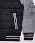 Boy's camden zip up hoodie in Black Medium Heather Gray banded hem