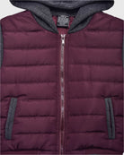 Boy's camden zip up hoodie in Burgundy Charcoal two hand pockets 