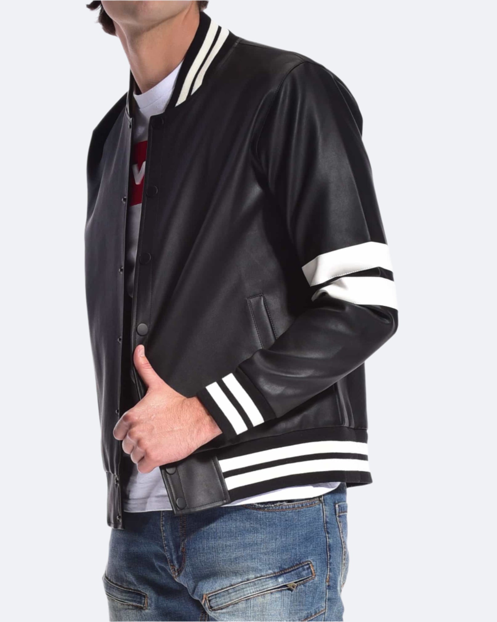  Mens jaxtyn unlined PU jacket in Black