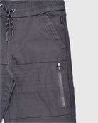 Boys's moto zipper jogger in Charcoal side-entr zippered pocket 