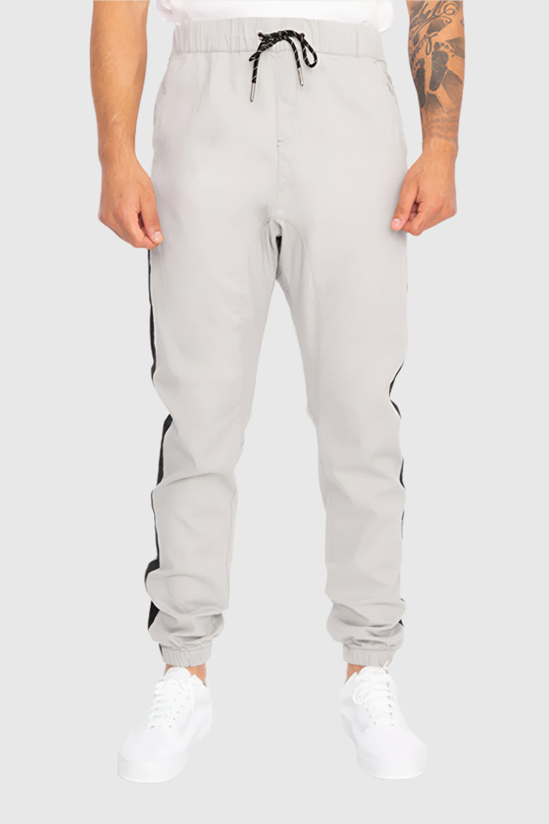 Mens Elan twill joggers in Light Gray Navy