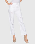 Women Maria mom straight with rips jeans in Nieve