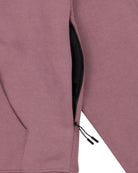 Elderberry Heavyweight Pullover Hoodie rib waistband and side seam detail closeup